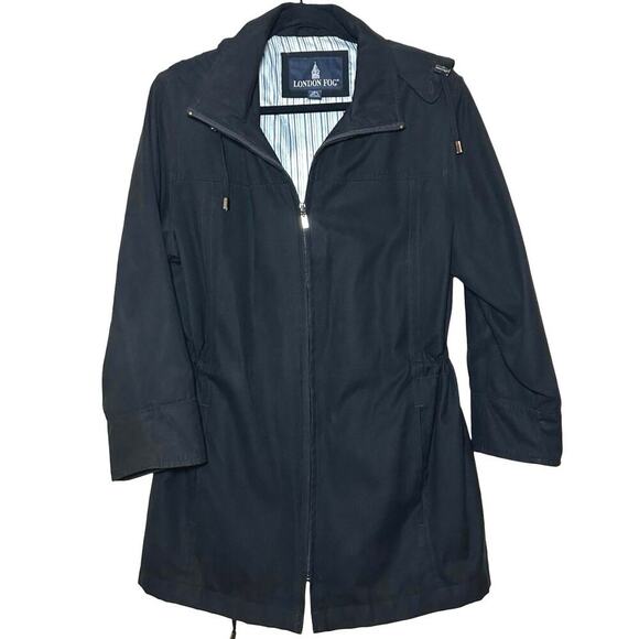 London Fog Jackets & Blazers - London Fog Women’s Water Resistant Hooded Raincoat Black Size Large